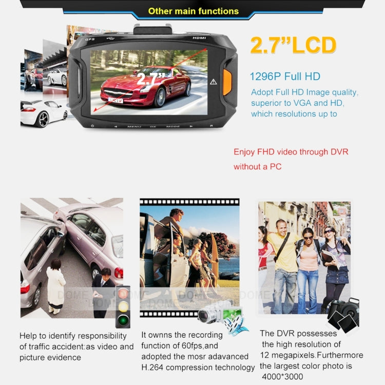 GS90C Car DVR Camera 2.7 inch LCD Screen HD 2304 x 1296P 170 Degree Wide Angle Viewing, Support Motion Detection / TF Card / G-Sensor / HDMI, GS90C GS90C Car DVR Camera 2.7 inch LCD Screen HD 2304 x 1296P 170 Degree Wide Angle Viewing, Support Motion Detection / TF Card / G-Sensor / HDMI, GS90C
